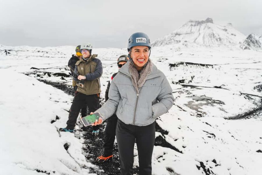 From Vik: Katla Ice Cave and Super Jeep Tour - Gear up for the glacier walk: crampons, helmet, and sensible pace