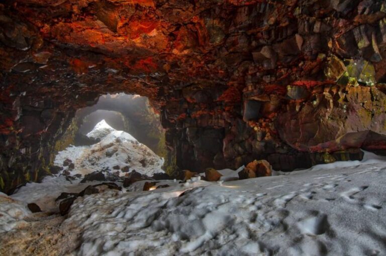 Raufarhólshellir Lava Tunnel: Underground Expedition - Following the Route on a Footbridge: Terrain, Stairs, and Pace